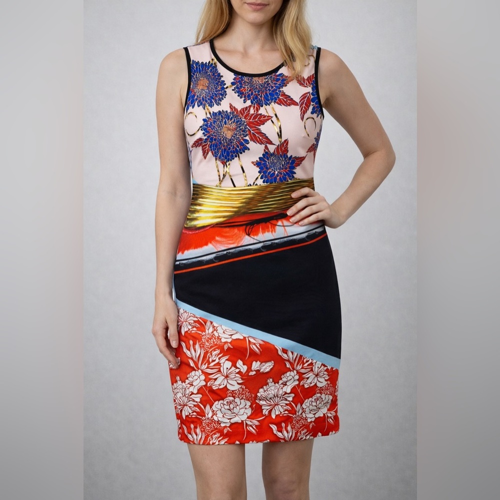 Clover canyon Floral Geometric Print bodycon Dress size XS